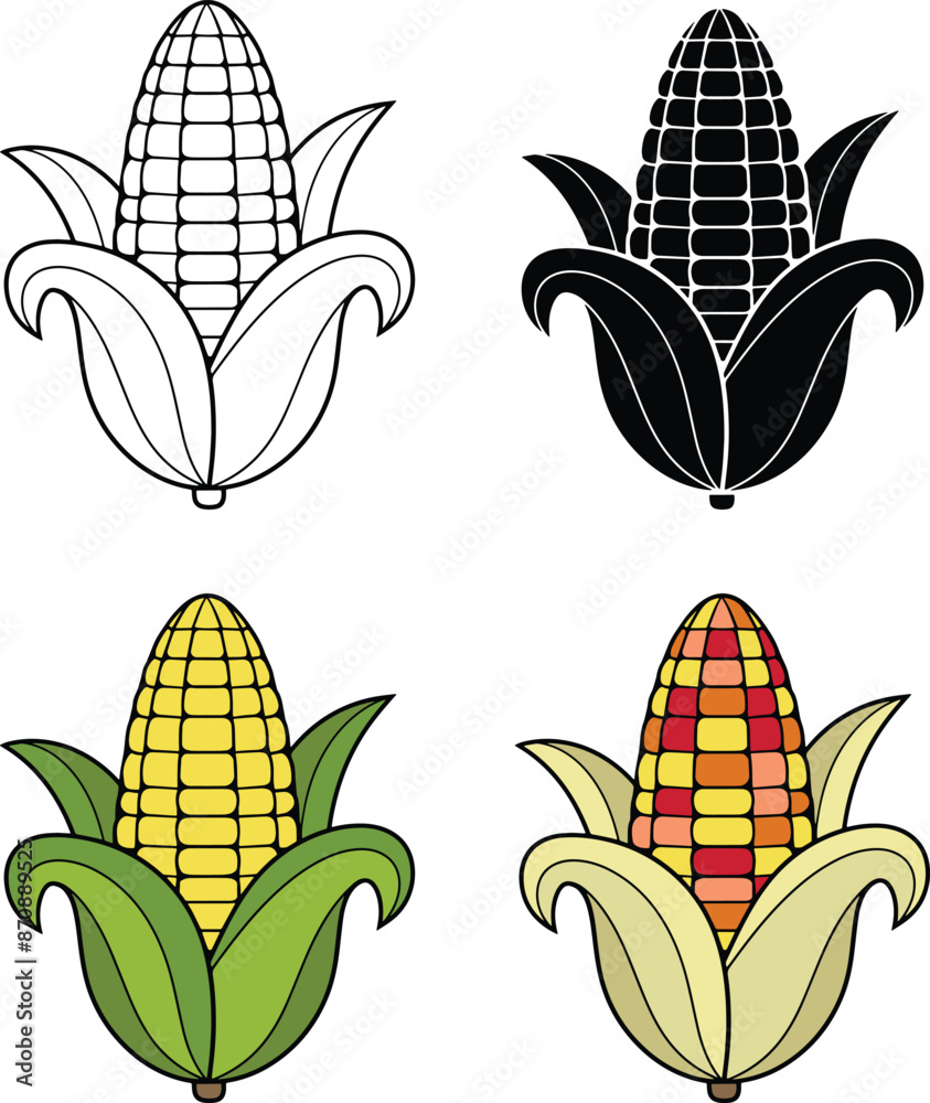 Cartoon Corn on the Cob Clipart Illustration - Isolated Outline ...