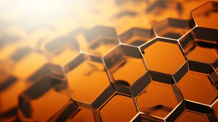 Poster - Eye catching and unique vibrant orange honeycomb pattern for creative design projects