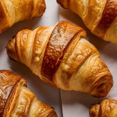 Wall Mural - croissant on a white plate