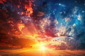 Wall Mural - time flow and unity of opposites in day and night.