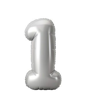 AI generated photo with inflatable light gray color number 1. Minimalistic balloon isolated on a transparent background