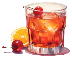 Sticker - PNG Cranberry Orange Whiskey Sour cocktail drink fruit glass