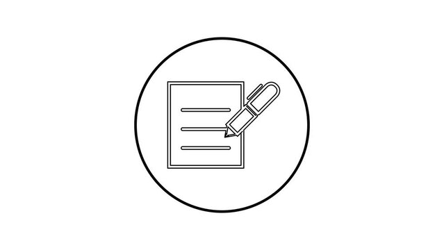 Animated of a pencil writing document icon