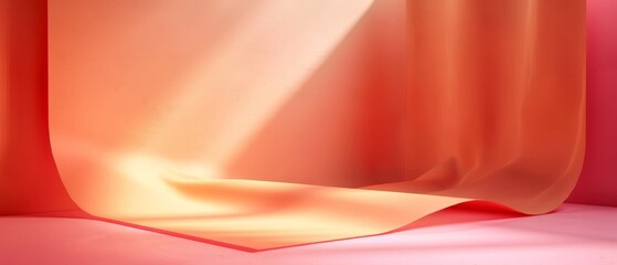 Wall Mural -  A pink and orange background with a light above and one below the curtains