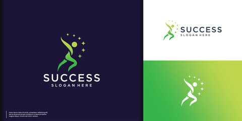 Wall Mural - Abstract Success people logo template design. Leadership logo concept vector