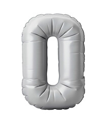Fototapete - AI generated photo with inflatable light gray color number 0. Minimalistic balloon isolated on a transparent background