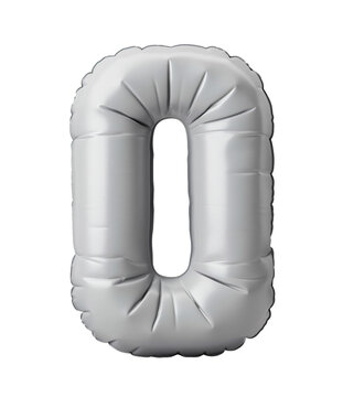 AI generated photo with inflatable light gray color number 0. Minimalistic balloon isolated on a transparent background