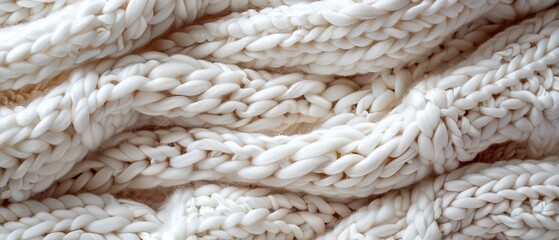 Wall Mural -  A tight shot of a heap of white knitted fabric, featuring knots at its core and summit