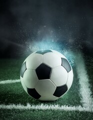 Soccer Ball Background or Wallpaper - Soccerball image for Header or Promotional purpose - Soccerball with Special Effects in the Field of a Stadium - Championship, League or Cup