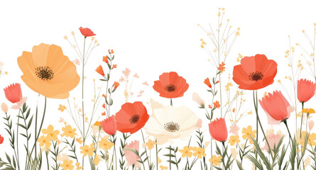 Wall Mural - PNG Summer flowers backgrounds pattern poppy.