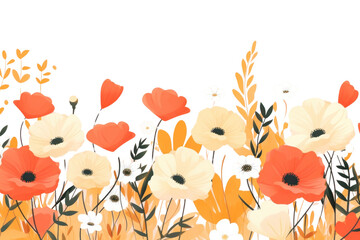 Wall Mural - PNG Summer flowers backgrounds pattern plant.