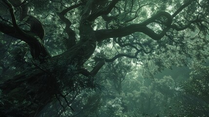 Poster - Within the forest's embrace, time slows, and the whispers of ancient trees echo through the canopy.