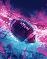 Wall Mural - background illustration for an american football match, colors blue and fuchsia 