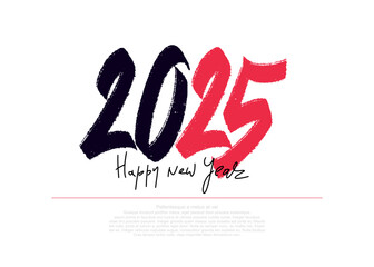 Wall Mural - Happy New Year 2025 lettering brush logo. Colored numbers 2025. New Year holiday logos template. Design number with concept modern for 2025 Christmas element. Vector illustration.