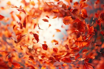 Poster - Mesmerizing Autumn Foliage Vortex - Vibrant Red,Orange,and Golden Hues Swirling and Dancing in the Wind