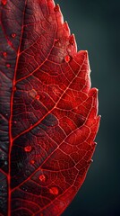 Sticker - Vivid Autumn Sumac Leaf with Intricate Vein Patterns in Close-Up