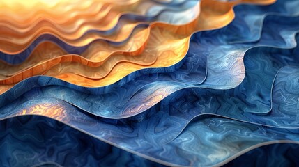 Wall Mural - Abstract Wavy Pattern with Blue and Orange Hues