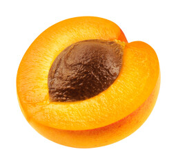 Wall Mural - Half of an apricot isolated on a transparent background.