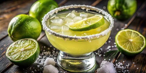 Poster - Classic margarita with a salted rim and lime garnish.