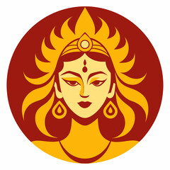 Wall Mural - Lord Durga logo icon Vector Illustration 