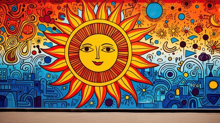 Canvas Print - mural doodles sun