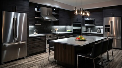 Poster - kitchen dark stainless steel