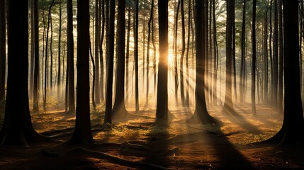 Poster - golden forest with light