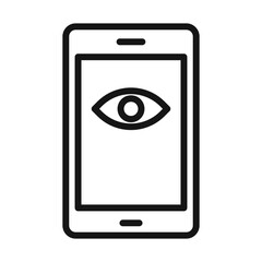 Wall Mural - Mobile Eye Icon Black line art vector