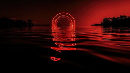 Poster - ripples red light font