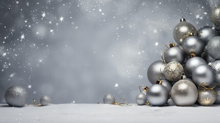 Wall Mural - twinkling gray christmas background