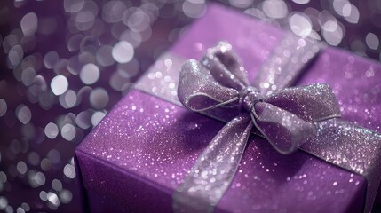 Poster - bow gift box purple