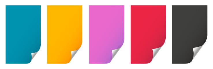 Poster - Set of colorful page curl sticker template, curl corner of paper sheet