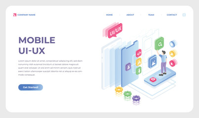 Modern Isometric Vector Landing Page Template