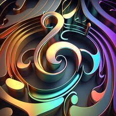 Wall Mural - abstract background with clef, modern multicolor music background with abstract structure