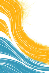 Wall Mural - abstract sun and ocean wave texture blue and yellow transparent png isolated banner graphic resource as background for sun river wave water sports abstract graphics header backdrop
