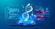 © ZinetroN - Digital illustration showcases a glowing DNA strand surrounded by dynamic data streams, symbolizing cutting-edge technology in genetic research and bioinformatics. Vector