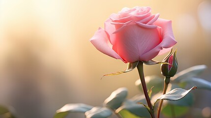 Canvas Print - morning pink rose bud