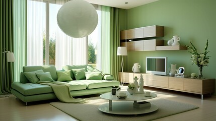 Wall Mural - room interior design green