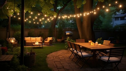 Wall Mural - string backyard lighting