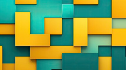 Canvas Print - shapes teal yellow background