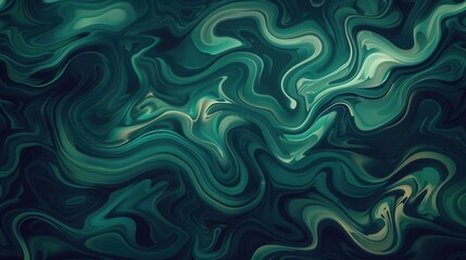 Wall Mural - elegant swirling patterns in deep midnight blue and rich forest green abstract background with fluid organic shapes creating a sense of depth and movement sophisticated and mesmerizing design