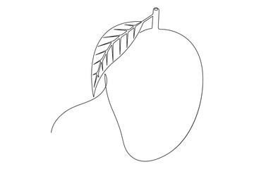 Wall Mural - One continuous line drawing of healthy organic mango fresh tropical fruitage concept vector icon
