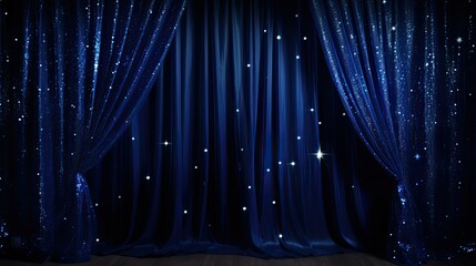 Poster - bedroom royal blue curtain