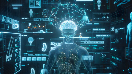 Brain and human body heal, technology modern medical science in future design