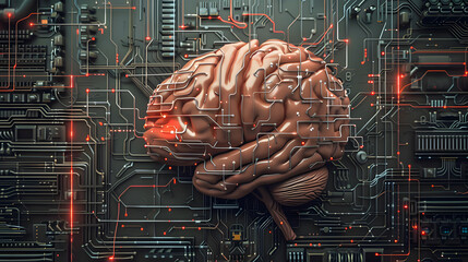 Poster - Brain connected to technology design