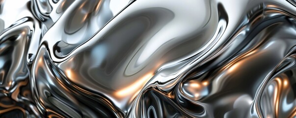 Wall Mural - Abstract liquid metal texture with reflections and ripples, futuristic design concept