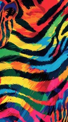 Wall Mural - Colorful abstract zebra print, vibrant and dynamic. Modern art and animal pattern concept
