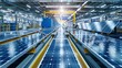 © liliyabatyrova - An expansive industrial production line showcasing the assembly of solar panels in a modern factory setting. The image captures a sense of efficiency and technological advancement