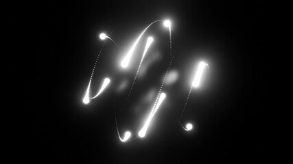 Abstract neon colorful glowing lines particles animation with logo intro effect on black background 4K. Abstract motion background featuring black and white light streaks