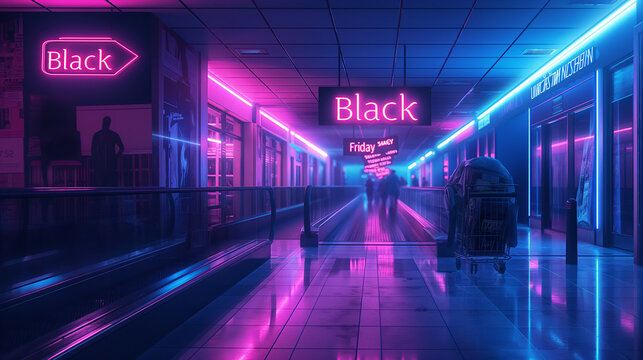 Glowing Black Friday Signboard at Shopping Mall